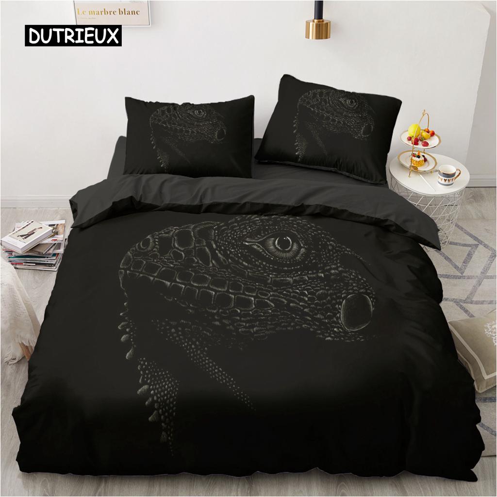 Set husă de plapumă cu animale negre Set de lenjerie de pat cu imprimeu tigru pentru copii adolescenți Single Twin Double Queen King Size Husă de plapumă din poliester