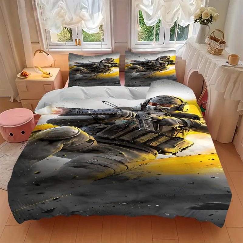 3pcs Target Neutralized: Tactical Soldier Gaming Bedding Set-Perfect for Bedroom, Guest Room, Living Room, Hotel Decor | Ideal Gift for Fans
