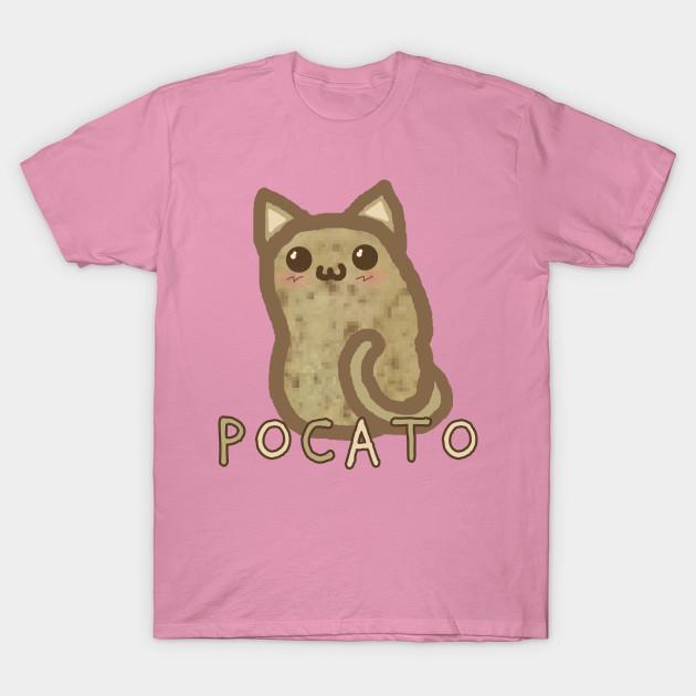 T-Shirt Damen Pocato Kartoffel Katze Harajuku Druck Kawaii T-Shirt Sommer Kurzarm Damen T-Shirt Top Tee