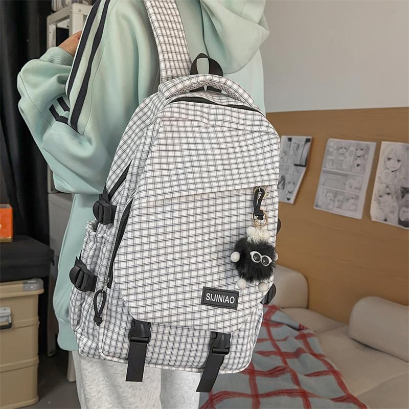 Mochila de Grande Capacidade Mochila Escolar para Campus Mochila Xadrez para o Trabalho
