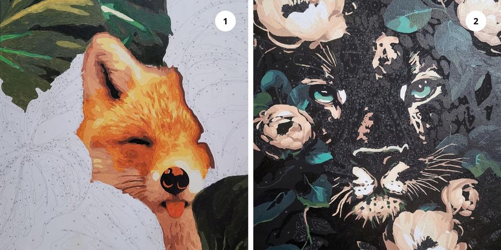Painting By Numbers On Black Canvas Wolf With Gold Paint With Frame Oh Art!