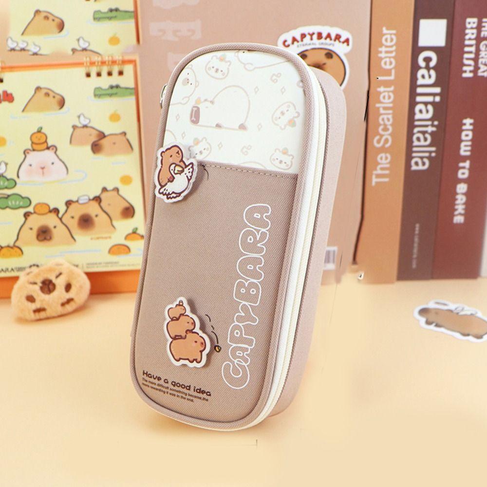 Durable Capybara Stationery Bag Large Capacity Cartoon Pencil Pouch ins Capybara Pen Bag  Students