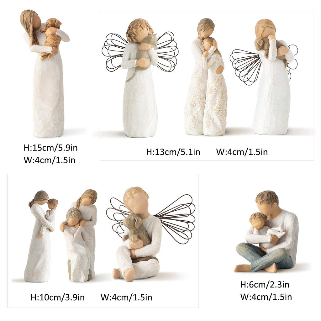 Resin Embrace Figurine Modern Elegant Resin Hug Statue with Wing for Shelf Table Mantel Standing Holding Dog