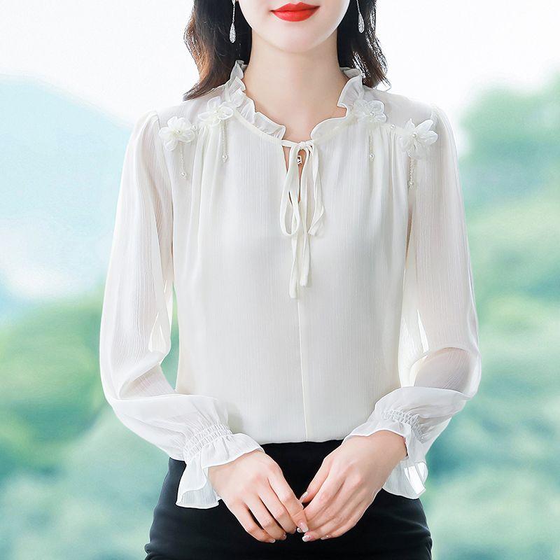 Chiffon Shirt, Women's Temperament, Beautiful Small Shirt, Popular Long Sleeved Top