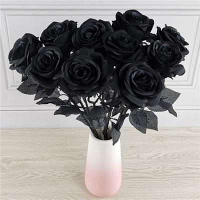 10 Stück künstliche Blumen, dekorative, realistische Kunstseidenblumen, praktische, einzigartige schwarze Rosenblüten für das Büro