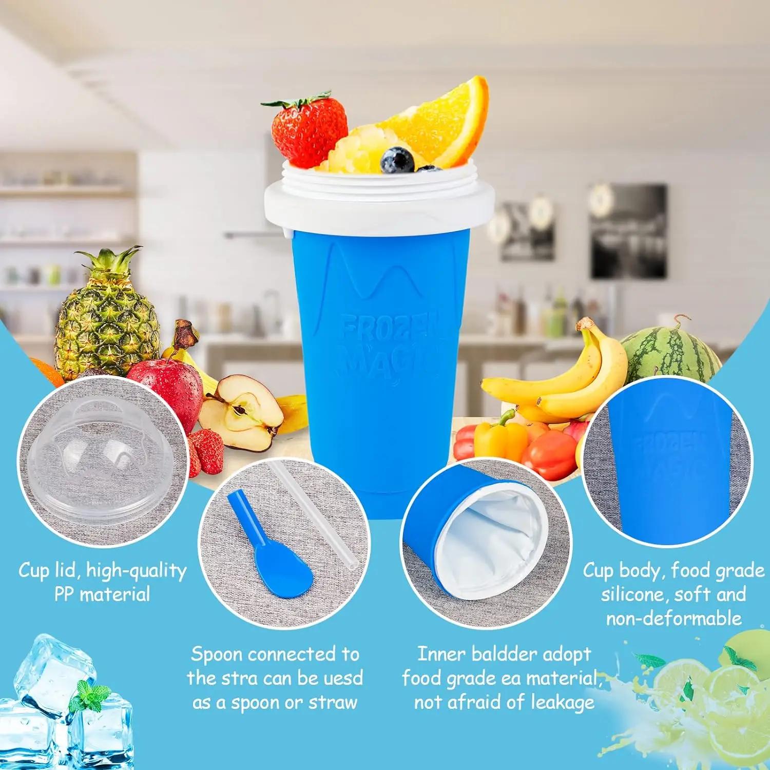 Tazza Portatile per Granita Congelamento Rapido Funzione Spremi Senza BPA per Smoothie Fatto in Casa Milkshake Viaggio Estivo all'Aperto rosa