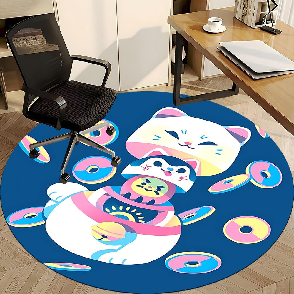 1PC Cat Donut Office Round Area Rug, Mat Suitable For Office, Under Office Chairs Bedroom Living Room Home Decor, Room Deco