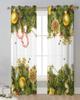 Christmas Pine Needles Lights Sheer Curtains for Living Room Decoration Window Curtains Kitchen Tulle Voile Curtains