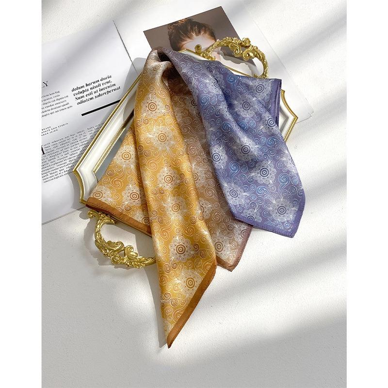 New Silk Silk Scarf Women's Spring Fashion Elegant Peony Plain Crepe Satin Silk Scarf 100% Mulberry Silk Square Scarf 53 Silk Scarf