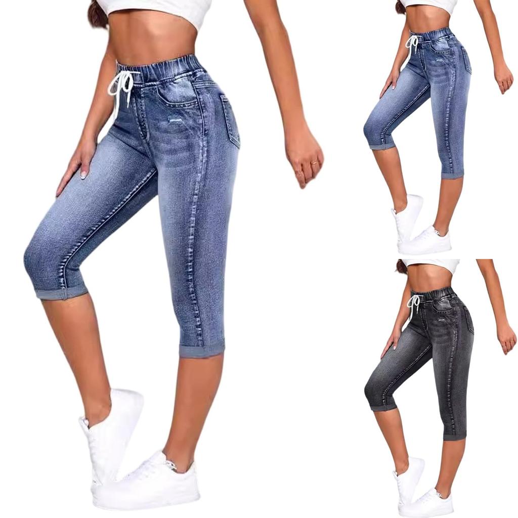 Damen Gerade Hosen Jeans Mit Taschen Lässige Denim Hosen