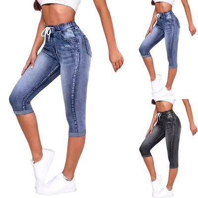 Damen Gerade Hosen Jeans Mit Taschen Lässige Denim Hosen