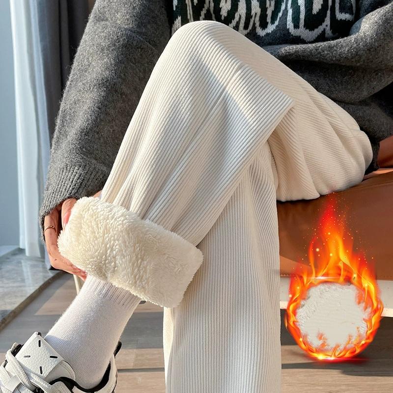 

Зимние женские брюки корейской моды с высокой посадкой и флисом, женские облегающие брюки с прямыми штанинами, плюшевые брюки для девочек, теплые повседневные брюки для снежной погоды XS абрикосовый