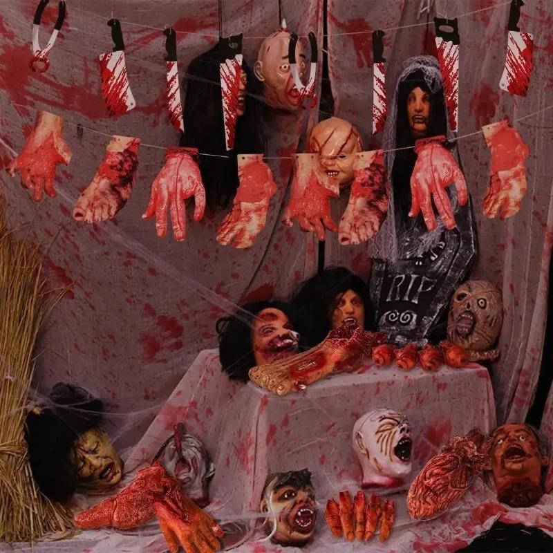 11Pc Halloween Fake Body Limbs Prop Simulation Human Limb Ornament For Haunted House Party Scary Horror Decor