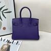 Gold Button Silver Cowhide Togo-202530 Genuine Leather Women's Bag Portable