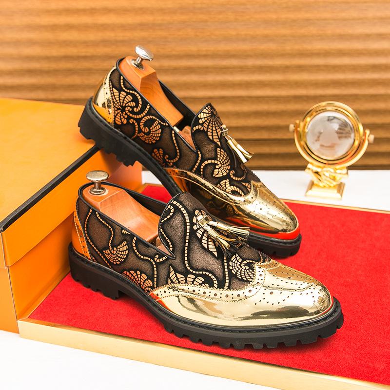 

Men s loafers large size new pointed leather shoes fashion trend foot fringed small leather shoes 46