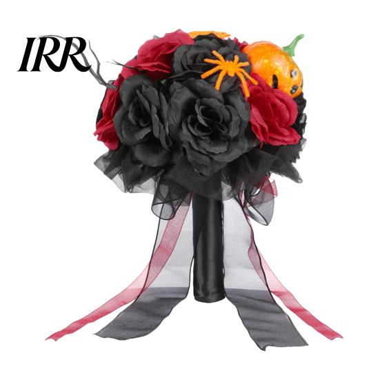 Artificial Halloween Flowers Wedding Bouquets for Bride And Bridesmaid, Gothic Bouquet, Black Rose Blooms Fake Bouquet Centerpiece, Party Dark Floral