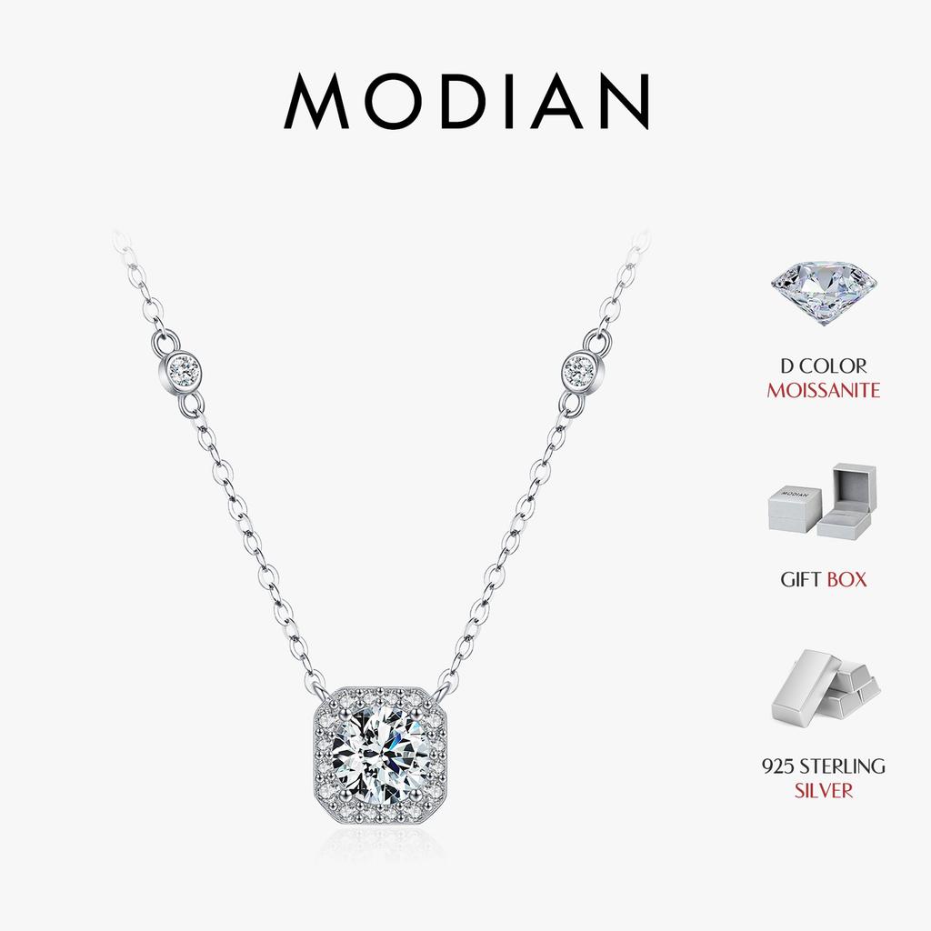 MODIAN Moissanite Necklace for Woman Wedding Fine Jewely with Certificates 925 Sliver Square Classic Pendant Necklace