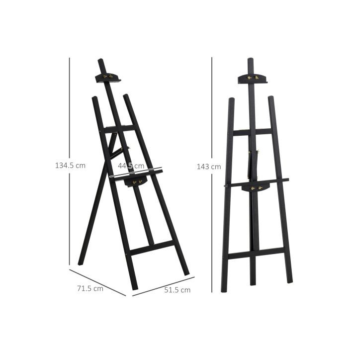 HOMCOM Chevalet en bois de pin, pliable & réglable à 90°, chevalet assis et debout pour la peinture artistique