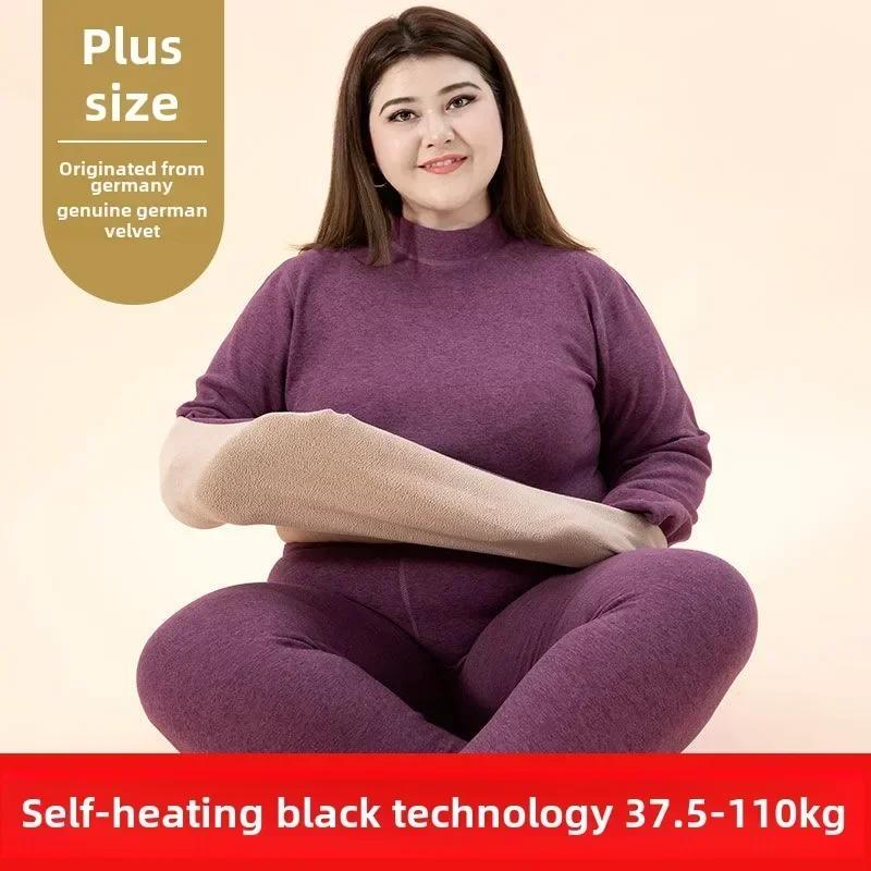 Winter New Men's Warm Underwear Women's Fat Increase Plush Thickened Lamb Fleece Round Neck Set Autumn Clothes Autumn Pants