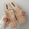 Fashion Fashion Pleated Flower Flat Sandals Women Summer Comfort Soft Soled Faux Suede Designer Shoes Concise Non Slip Beach Casual Shoe