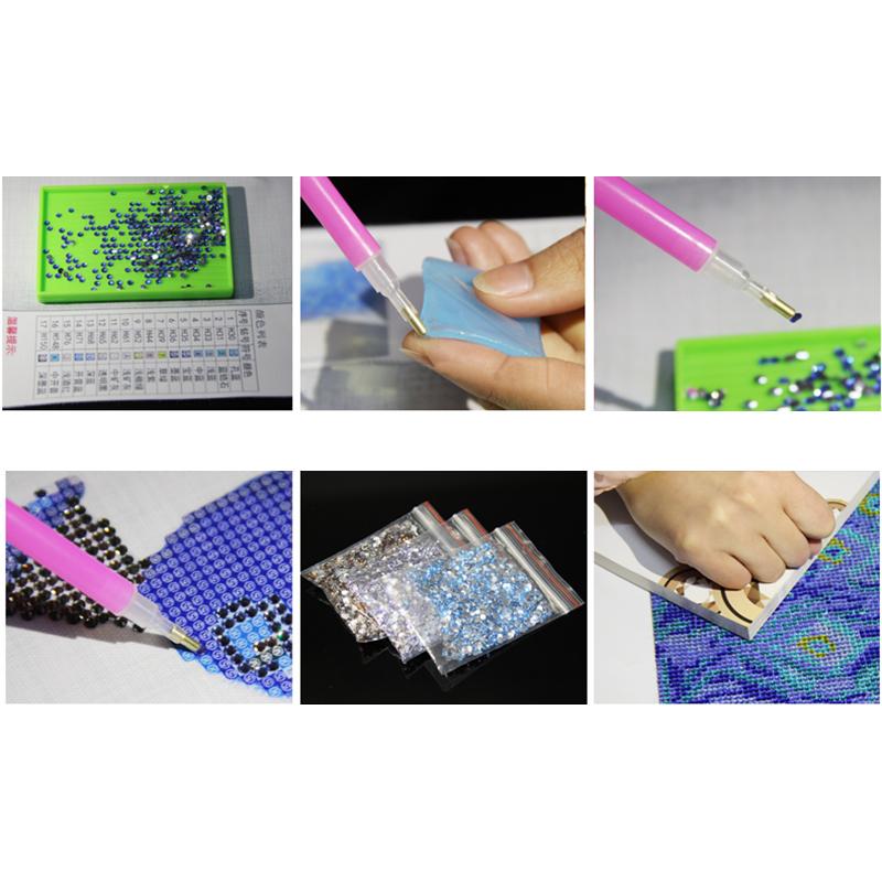 Blumenbaum Muster 4 Jahreszeiten DIY 5D Mosaik Runde Kristall Kreuzstich Diamantstickerei Kits, Packung mit 4 Heimdekoration