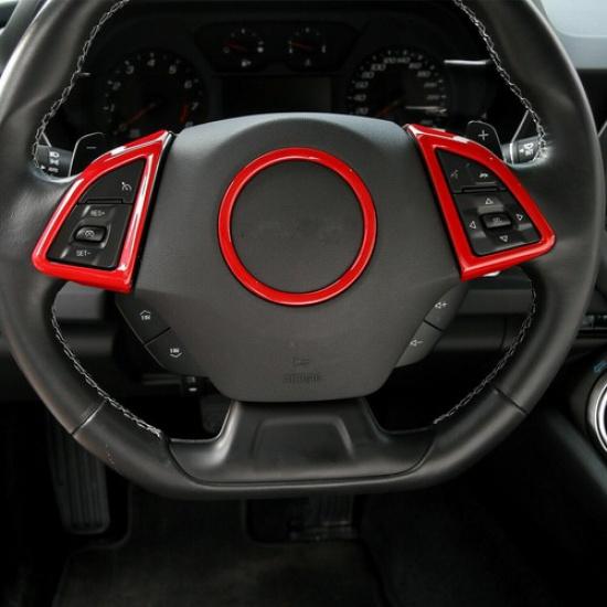 4x Red Steering Wheel Decorative Cover Trim Set For Chevrolet Camaro 2017+ ABS