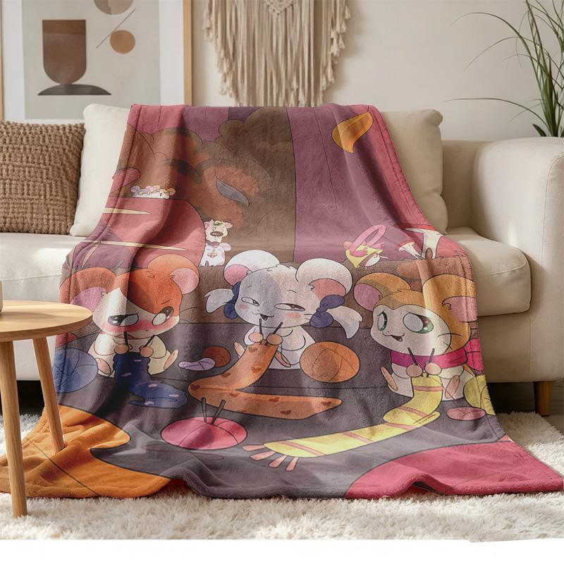 hamtaro Soft and comfortable flannel Suitable for sofas living rooms outdoor camping travel and also makes a great anniversary gif