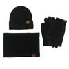 3 Pcs/Set Women Winter Hat Scarf Gloves Set Thick Plush Knitted Warm Cap Gloves Elastic Ear Windproof Wi