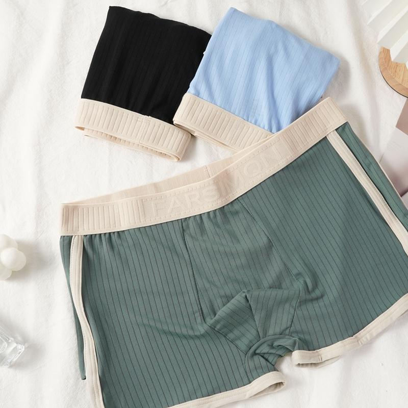 2PCS Men's Striped Boxer Shorts Underwear Sexy Panties Man Underpants Male Boxers Homme U Convex Lingerie Underpants