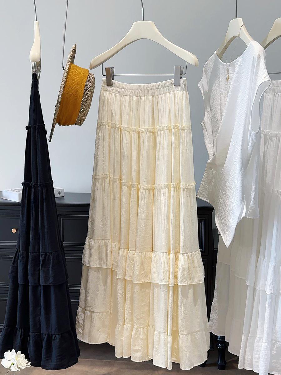 2026 Women s High Waist Layered Ruffle Umbrella Skirt - Spring/Summer Collection One Size абрикосовый