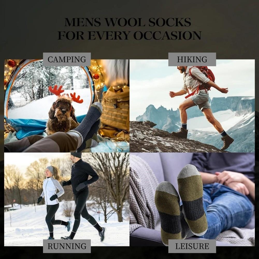 Casual Comfortable Men's Thick Wool Socks Soft Warm Colorblock Sports Socks Breathable Moisture-Wicking Mid-calf Socks