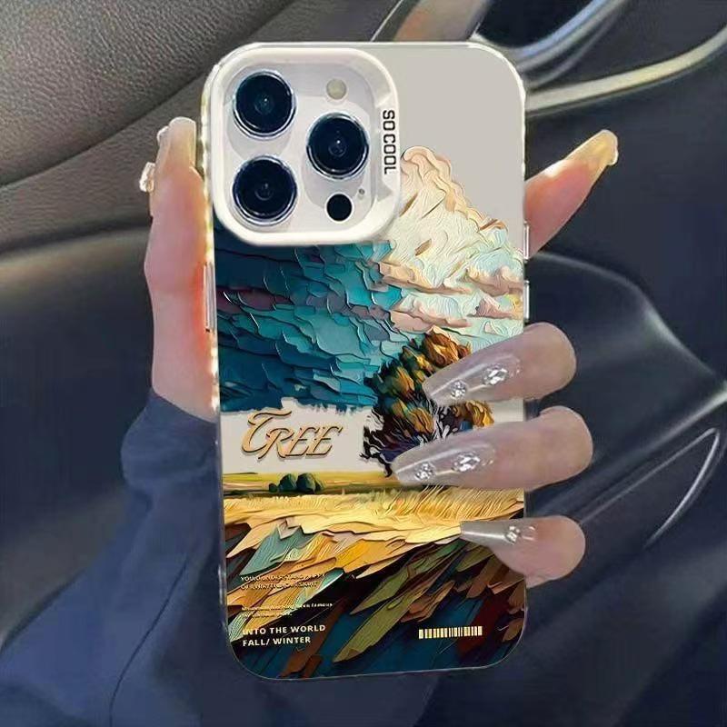 

Oil Painting Wheat Field iPhone Case for Models 13, 14, 15Pro, 16Pro, 17: High-End Landscape Design. 14 Plus