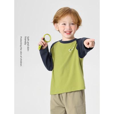 Boys' Raglan Sleeve Color-Block Versatile Long Sleeve T-Shirt 2026 Spring and Autumn New Children's Fashion for Kids and Toddlers