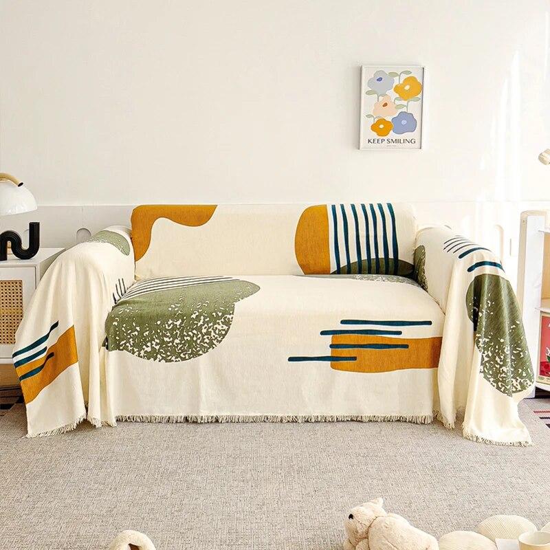1 шт простой в уходе чехол для дивана универсальный чехол для дивана с кисточкой всесезонное полотенце для дивана идеально подходит для декора дома и офиса 180x130cm 2398₽