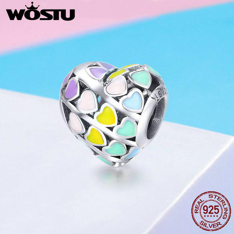 

Шарм WOSTU. Оригинальное украшение из стерлингового серебра с разноцветными эмалевыми сердечками