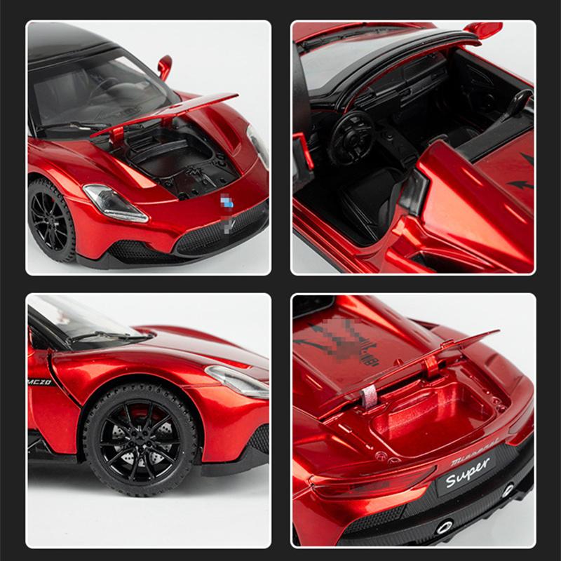 1/32 Maseratis MC20 Cabrio Coupe Alloy Sports Car Model Diecast Metal Track Racing Vehicles Car Model Sound and Light Kids Gifts
