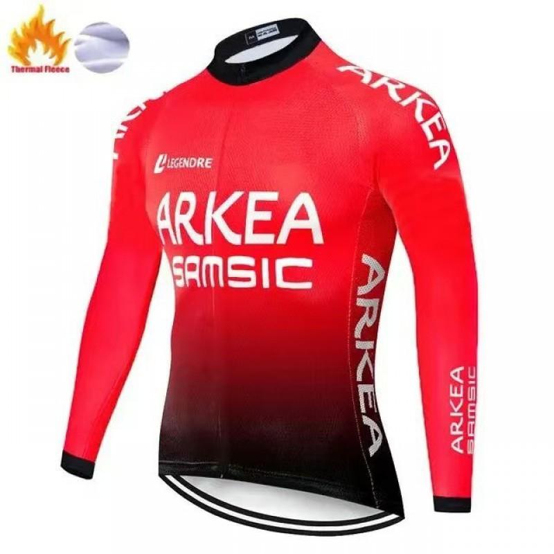 ARKEA Fleece Cycling Jersey Men Women Winter Thermal Long Sleeve Road Mountain Bike Riding Top