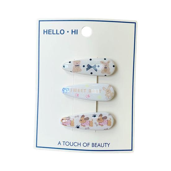 

3Pcs Girl Hairpin Bear Floral Pattern Multiple Styles BB Clip Strong Grip Bang Hair Pins Summer Hair Accessory G