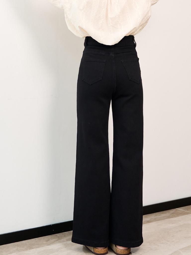 Plus Size Women's High-Waisted Elastic Velvet Flared Jeans: Comfortable, Slimming for Pear-Shaped Bodies, Ideal For Autumn