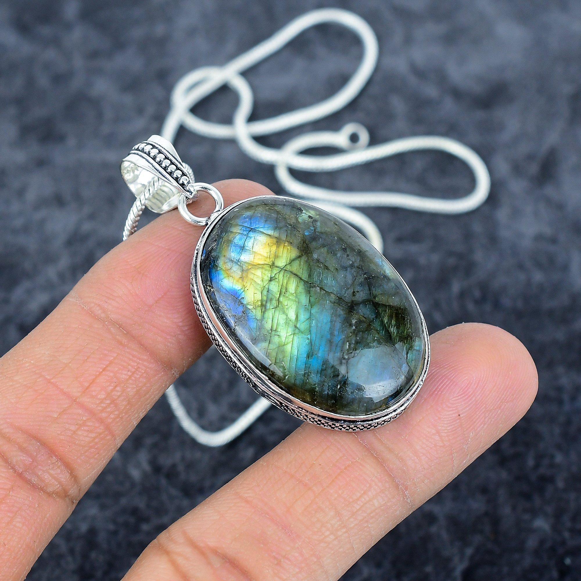 

Labradorite Gemstone Handmade 925 Sterling Silver Jewelry Pendant 2.09 M-2859