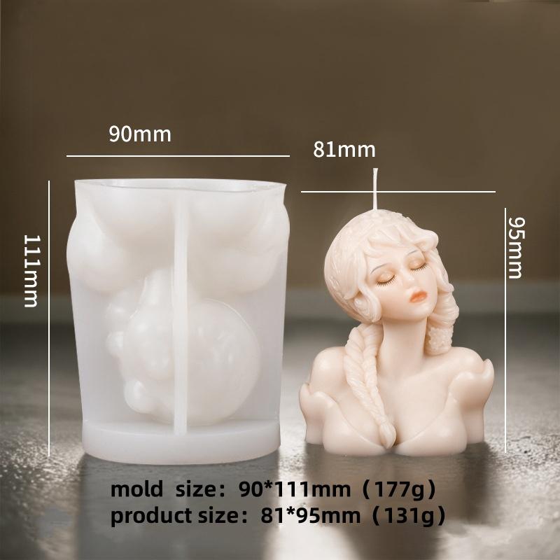 3D Sweet Goddess Candle Silicone Mold Handmade Female Half Body Portrait Aromath Candle DIY Gypsum Resin Molds Home Decor Gift