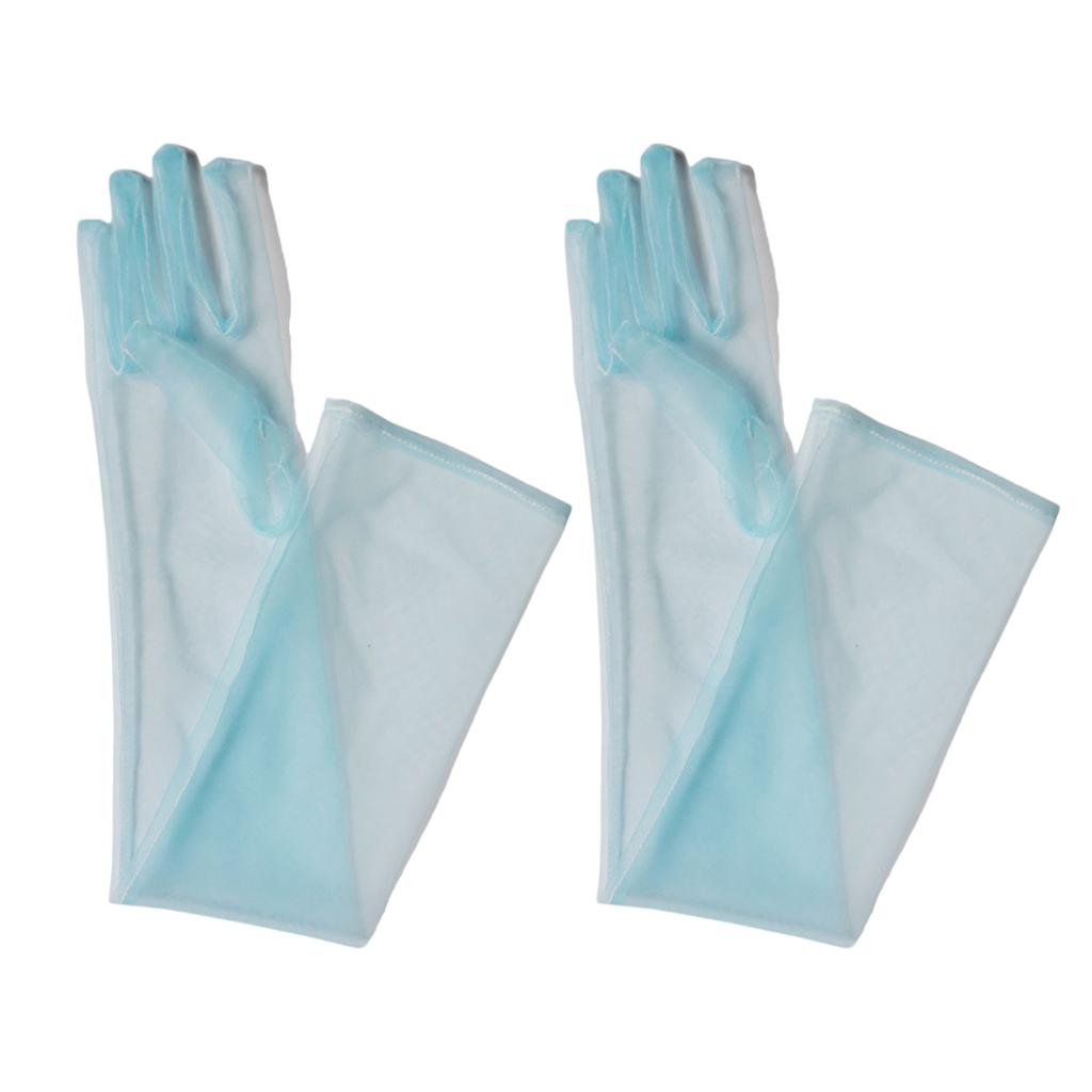 1pair Long Meshes Gloves Elegant Bridal Mittens Transparent Women Gloves for Bride and Bridesmaids