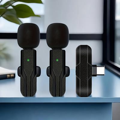 Microphone-cravate sans fil professionnel 2-en-1 de haute qualité adapté aux téléphones portables/Publicité/Android/Smartphones/Appareils photo/Ordinateurs - Condensateur sans fil