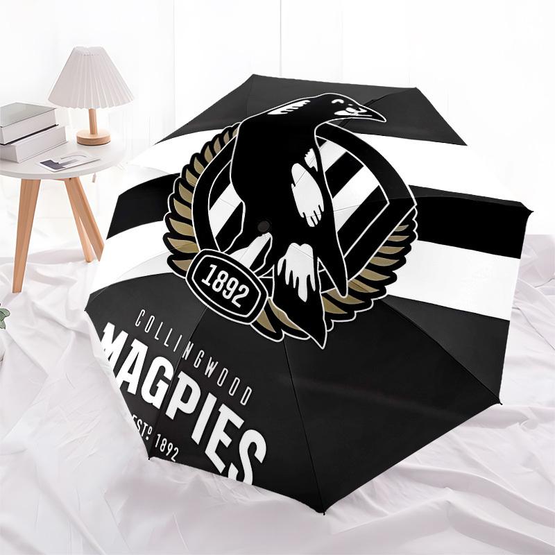 Collingwood Magpies, AFL - Apertura e Chiusura Automatiche, Struttura a 8 Costole Ombrello Portatile, Adatto per Uomini e Donne in Tutte le Stagioni - Perf