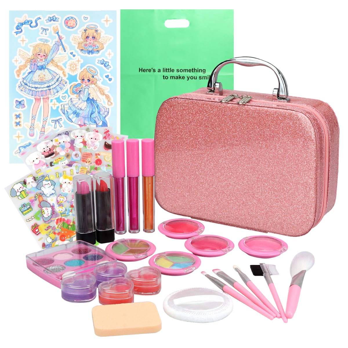

in Box Hareruie Makeup Set for Washable with Includes Decorative Gift [Inspected Japan, Undamaged] Children s Girls, Water, Stickers, (A)