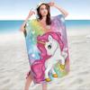 Hooded Bathrobe Unicorn Print Microfiber Quick Dry Absorbent Beach Robe Changing Robe Swim Cover Up for Kids Adults Swimming