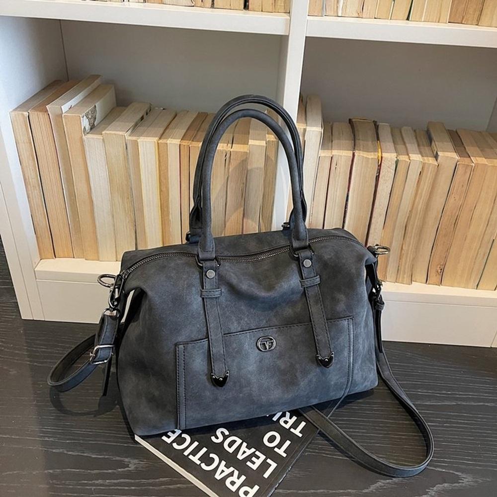 Women s Vintage PU Leather Boston Shoulder Bag Crossbody Handbag One Size