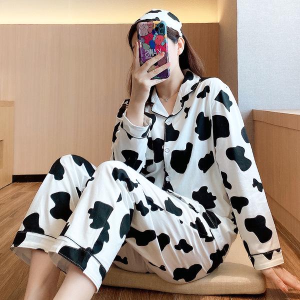 Korean Style Women's Long Sleeve Cardigan and Pajama Set for Spring, Autumn, and Winter Home Wear