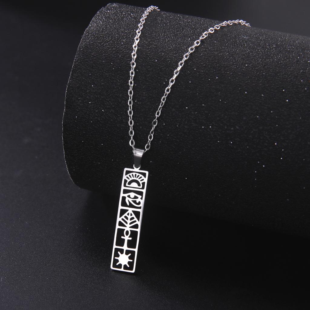 LIKGREAT Amulet Pendant Square Egyptian Ankh Hieroglyphs Necklaces Eye of Horus Ancient Egypt Goddess Wings Protection Jewelry