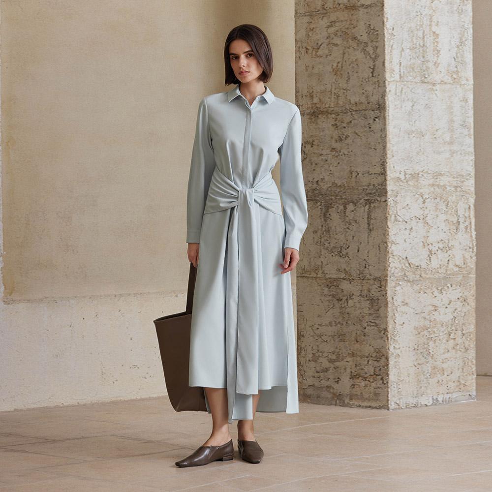 Waiwaiaiem Yy_Tie Waist Shirt Dress_2Color